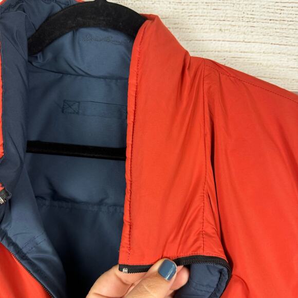 Eddie Bauer Men's Reversible Zip Up Down Orange/Navy Puffer Vest Size Large - Picture 7 of 15